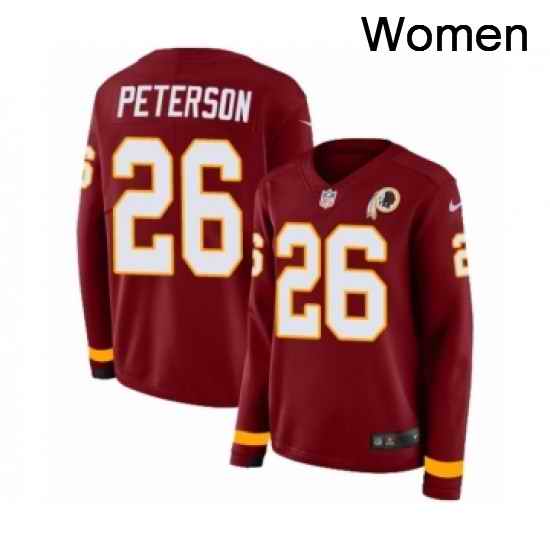 Womens Nike Washington Redskins 26 Adrian Peterson Limited Burgundy Therma Long Sleeve NFL Jersey